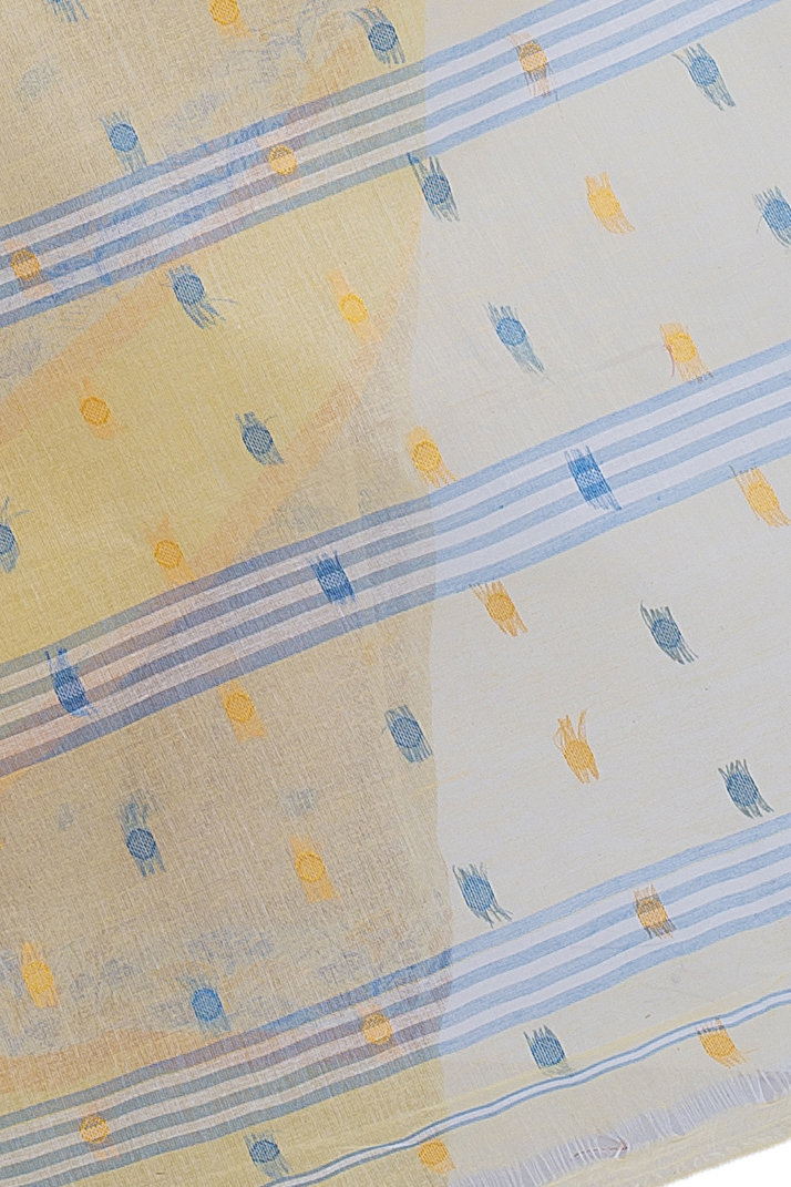 Off-White Pure Cotton JoraPata Tant Saree (780)